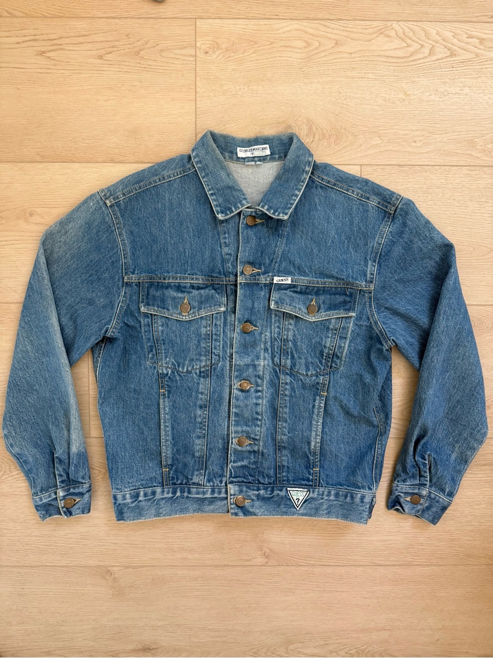 VTG GUESS Georges Marciano Made in USA Denim Trucker 80’s Jacket Y2K Mens S